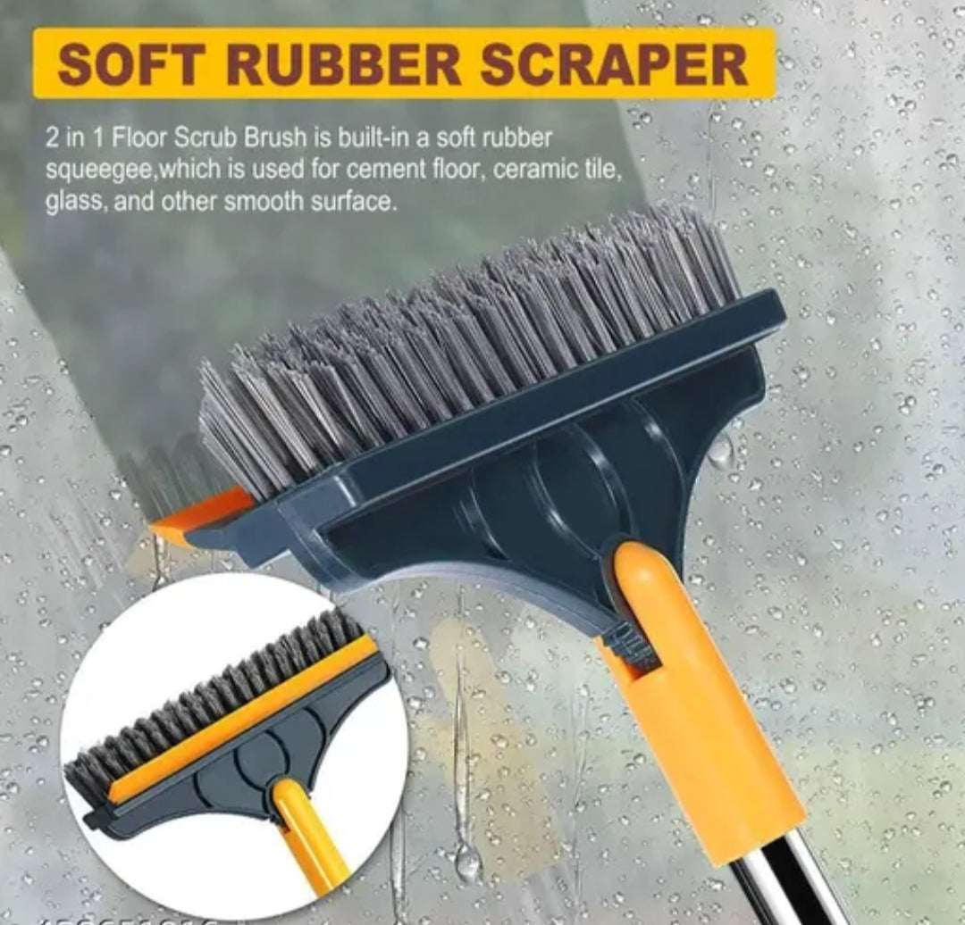 Bathroom Cleaning Brush with Wiper Tiles Cleaning Brush Floor Scrub Bathroom Brush with Long Handle 120° Rotate Bathroom Floor Cleaning Brush Home Kitchen Cleaning Mop... (2 in 1 Brush)