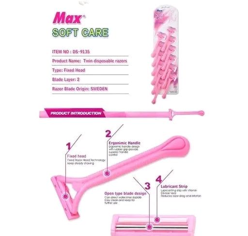 Maxx Soft Care Disposable Razor (Pack of 12)(Multicolor)