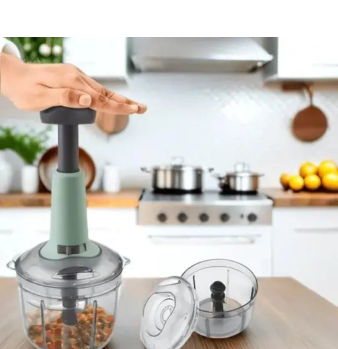 1000 ML Handy Push Chopper Vegetable & Fruit Cutter, Special Cutter for Onion Chopper, with 6 Stainless Steel Blade and Pull Cord Technology