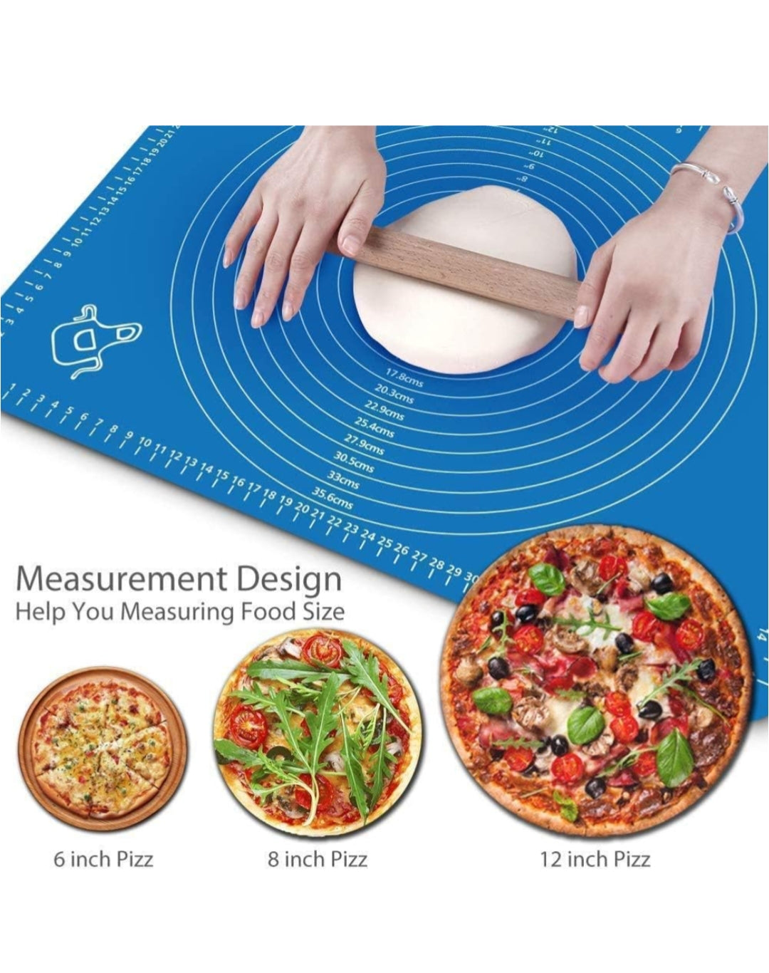 Silicon Fondant Rolling Mat or Silicone Baking Sheet Large with Measurements Stretchable for Kitchen Roti Chapati Cake Pad Cooking Dough Atta Kneading Big Size