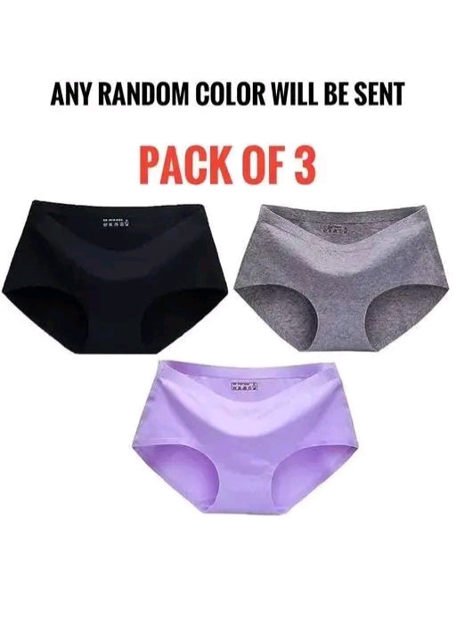 Women Panties Seamless Panties Silk Mid Waist Underwear for Female Girls Pack Of 3