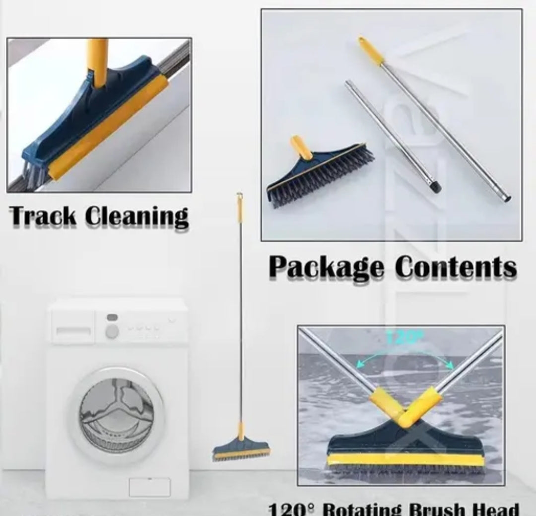 Bathroom Cleaning Brush with Wiper Tiles Cleaning Brush Floor Scrub Bathroom Brush with Long Handle 120° Rotate Bathroom Floor Cleaning Brush Home Kitchen Cleaning Mop... (2 in 1 Brush)