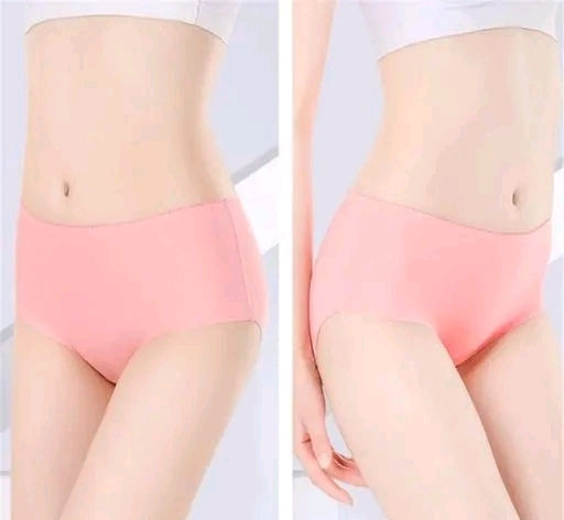 Women Panties Seamless Panties Silk Mid Waist Underwear for Female Girls Pack Of 3