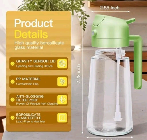 Oil Sprayers, 2 in 1 Olive Oil Dispenser and Oil Sprayer Oil Pots for Kitchen, Oil Sprayer for Air Fryer, Salad, BBQ, Roasting, Oil Vinegar Bottle Dual-use Kitchen Cooking Tool