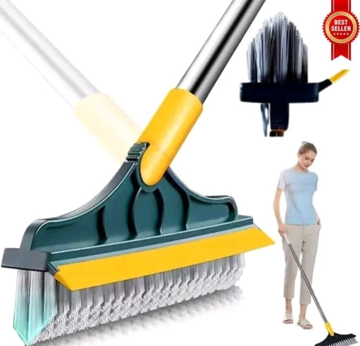 Bathroom Cleaning Brush with Wiper Tiles Cleaning Brush Floor Scrub Bathroom Brush with Long Handle 120° Rotate Bathroom Floor Cleaning Brush Home Kitchen Cleaning Mop... (2 in 1 Brush)