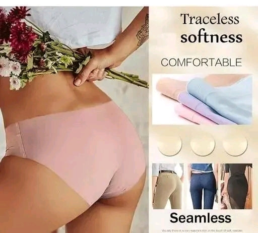 Women Panties Seamless Panties Silk Mid Waist Underwear for Female Girls Pack Of 3