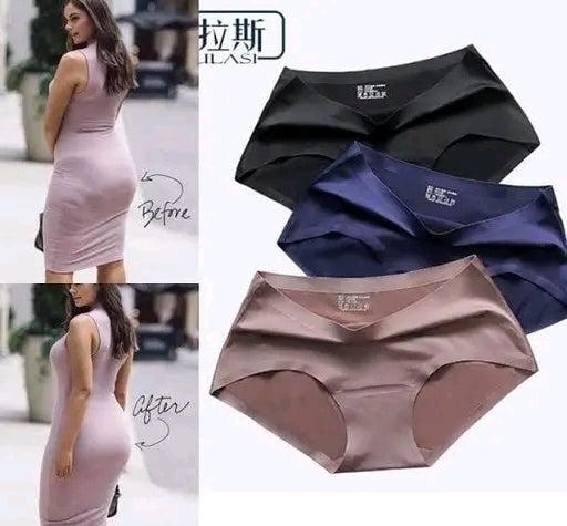 Women Panties Seamless Panties Silk Mid Waist Underwear for Female Girls Pack Of 3