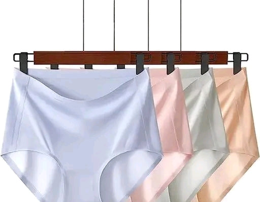 Women Panties Seamless Panties Silk Mid Waist Underwear for Female Girls Pack Of 3